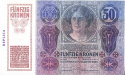 Ausztria REPLIKA 50 fünfzig/ötven Osztrák-Magyar korona 1914 UNC