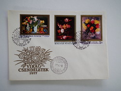 1977. Flower still lifes stamp set 3 pieces on fdc