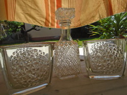 Pavel Pánek vintage cseh üveg készlet / 2 váza és röviditalos - skandináv stílusban több 3000 gramm
