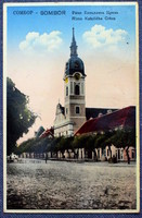 Sombor - Catholic church, marketplace postcard sombor returned damaged with seal 1941