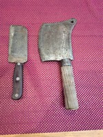 2 old butcher knives