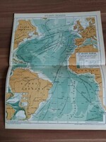 Atlanti Óczeán térképe, térképmelléklet a Pallas Nagy Lexikonból, 1893