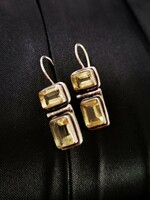 Art deco silver earrings with citrine