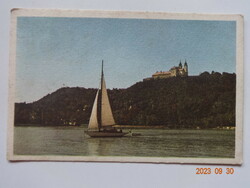 Old postcard: Balaton, sailing, Tihany Peninsula (1959)