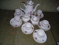 Coffee set porcelain with a romantic flower pattern, 6 parts, bernadotte