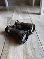 Leather covered antique copper binoculars/binoculars (11.3x12x5.3 cm)