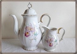 Rosenthal chippendale, large porcelain teapot cream pourer with orchid pattern
