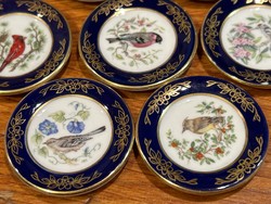 Mini porcelain, Franklin porcelain miniature bird plates cobalt plates