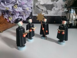 Charming Christmas singing wooden Erzgebirge figurines, 4 in one, 8.5 cm high