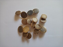 Gold colored metal tab button checkered 17 pcs