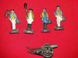 Antique painted toy lead soldiers, artillery with cannon, same as pictures