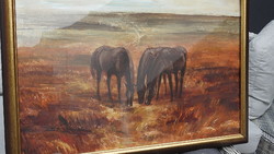Csánádpalota, painter István Dér, 1937 - 1993, Szeged - three horses on a horse carriage.