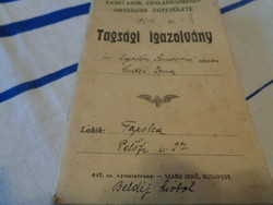 Vasutas tagsági Igazolvány   1933 .