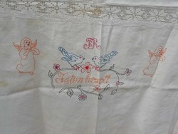 200*140 Cm old linen embroidered bedspread
