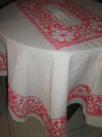 Beautiful gray-red woven tablecloth