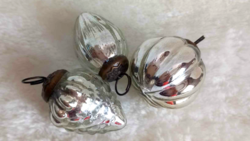 Nosztalgia vintage ezüst üveg karácsonyfa díszek 3 db