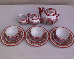Kínai motívumos  porcelán teás-,kávéskészlet 14 db