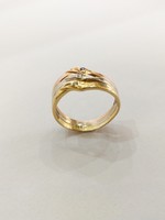14 Karátos arany Trikolor női köves gyűrű, 3,35g.  (No. 23/45)