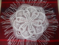 Hand knitted lace tablecloth