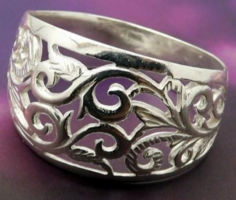 Szecessziós inda mintás ezüst gyűrű magyar fémjeles