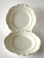 2 Old white Czech cookies with inda pattern, small sandwich plate