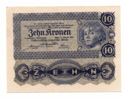 10 Korona  1922 Ausztria Hajtatlan