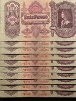 *** 80 db EXTRA állapotú CSILLAGOS 100 pengő  sor 1-80 ig sorszámra kigyűjtve  ***