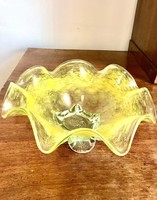 Broken glass serving tray, center of the table