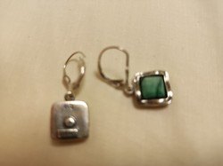 Israeli silver earrings with malachite stone