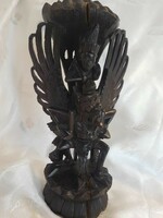 Antique carved wooden Hindu Garuda and Vishnu statue 30cm