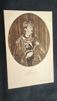 Arc. Crowned Hungarian King Charles Habsburg 1916 coronation Buda era original photo sheet image
