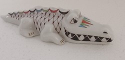 Hollóházi garden aranyozott krokodil porcelán figura