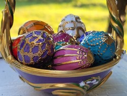 House of fabergé_franklin mint_spring egg basket_spring egg basket_porcelain, 24k gold-plated