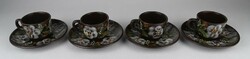 1O827 Régi virágdíszes barna Városlődi kerámia kávéskészlet
