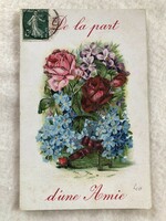 Antique, old glitter litho postcard -7.