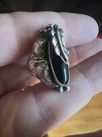 Silver navajo onyx ring