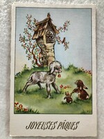 Antique, old graphic Easter postcard - postal clean -7.