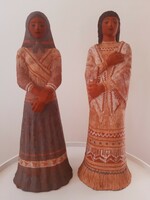 Sarolta Majorossy (1930-?) Women in national costume large ceramic figure in a pair