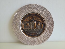 Old retro industrial art Budapest souvenir mid century souvenir wall bowl with country house picture