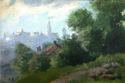 Gyula Háry (1864 - 1946): cityscape, oil on board