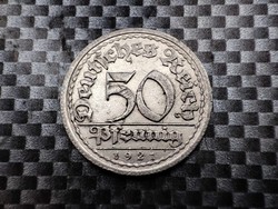 Németország 50 pfennig, 1921 Verdejel "G" – Karlsruhe
