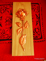 Wonderful needlework mural on copper rose wooden holder, not used