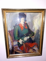 Gráber Margit(1895-1993) : Női portré, olajfestmény.