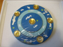 Blue wooden bird birthday candle ring