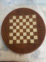 Faragott intarziás Indiai sakk asztal.