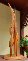 Wooden herons sculpture retro