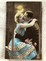 Antik, régi romantikus képeslap                  -7.
