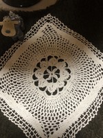 Handiwork. Crochet square lace tablecloth, accessory, tablecloth table centerpiece