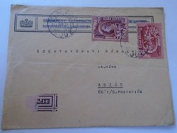D198520  Levélboríték - ASZÓD Szentgyörgyi Károly bajtárs  1951