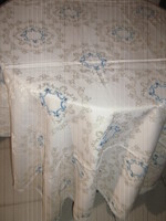 Beautiful hand-embroidered butter-colored damask tablecloth